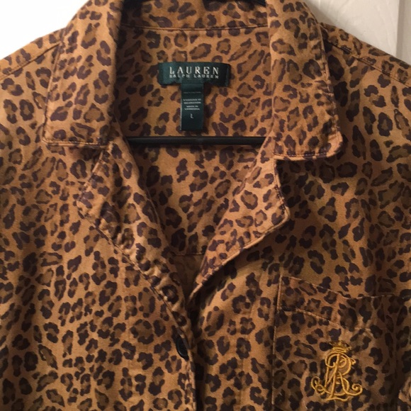 Ralph Lauren leopard animal print blouse/L - Picture 4 of 8